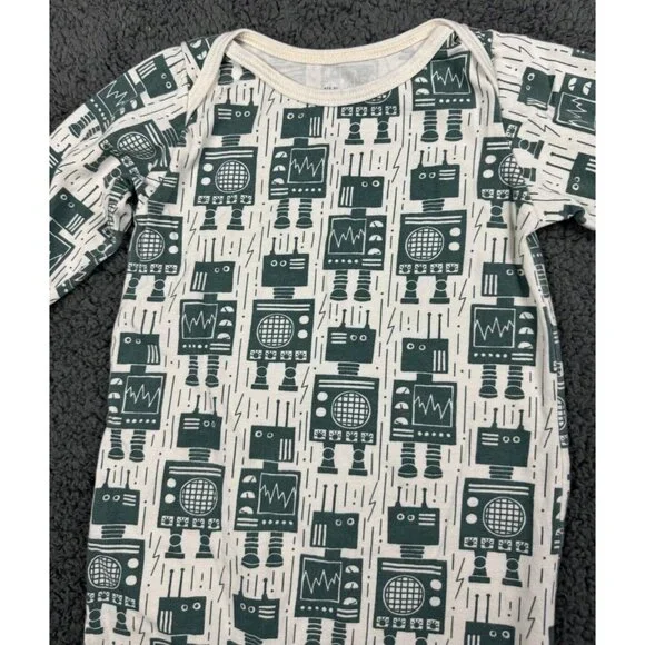 Winter Water Factory One Piece Long Outfit Romper 18m 18 Green Robot USA Organic - Picture 4 of 6